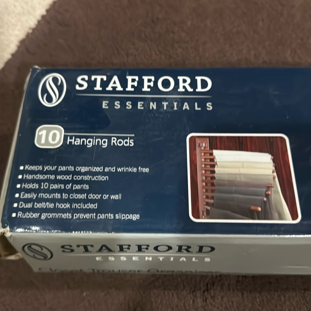 STAFFORD CLOSET TROUSER ORGANIZER 10 HANGING RODS WOOD